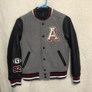 Abercrombie Kids Gray and Black Varsity Jacket
